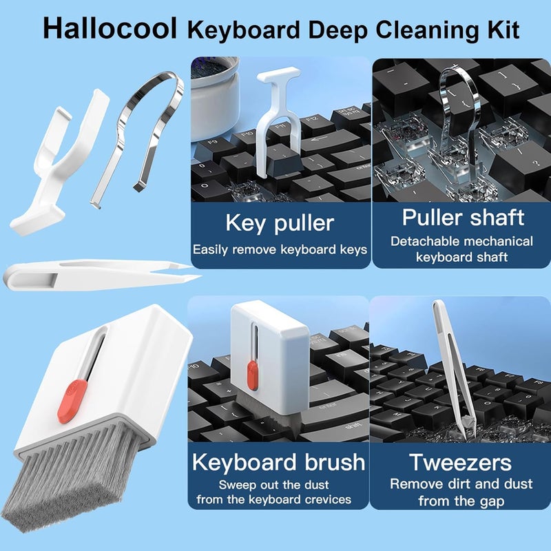 Hallocool 32 in 1 Multi-Functional Cleaning Kit for Electronics Devices, Mobile Phones, Computer, Monitor, Earbuds, Headphones, Laptop, Camera, Lens Portable White Electronic Cleaning Kit (Black) - Image 2